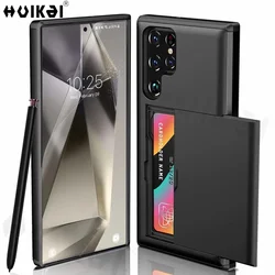 Case For Samsung Galaxy S26 Ultra S25 S24 S25 FE A17 A56 Wallet Card Holder Slide Slot Slim Hard PC Heavy Duty Protective Covers