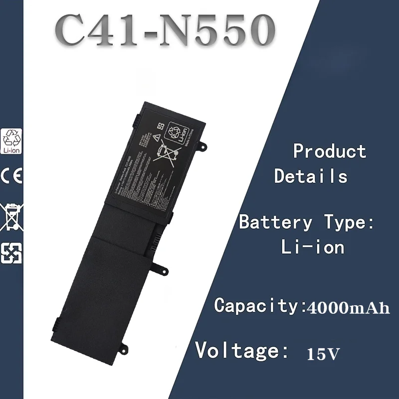 

15V 4000mAh Laptop Battery Replacement for ASUS C41 - N550 | Compatible with N550J/N550JA/N550JK/N550X47JV/G550J/G550JK/G550JX