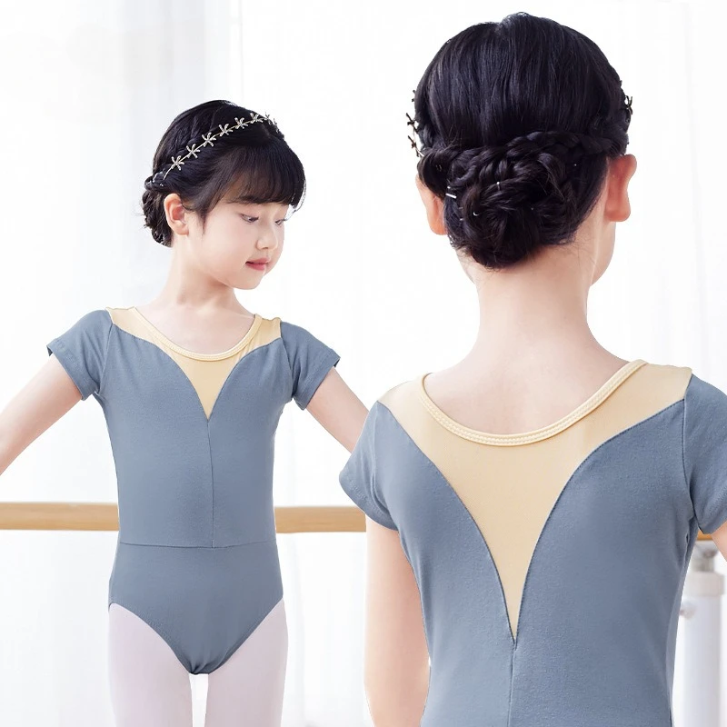 

Ballet Leotards For Girls Kids Sexy Neckline Cotton Soft Mesh Gymnastics Leotard Children Dance Ballet Costume