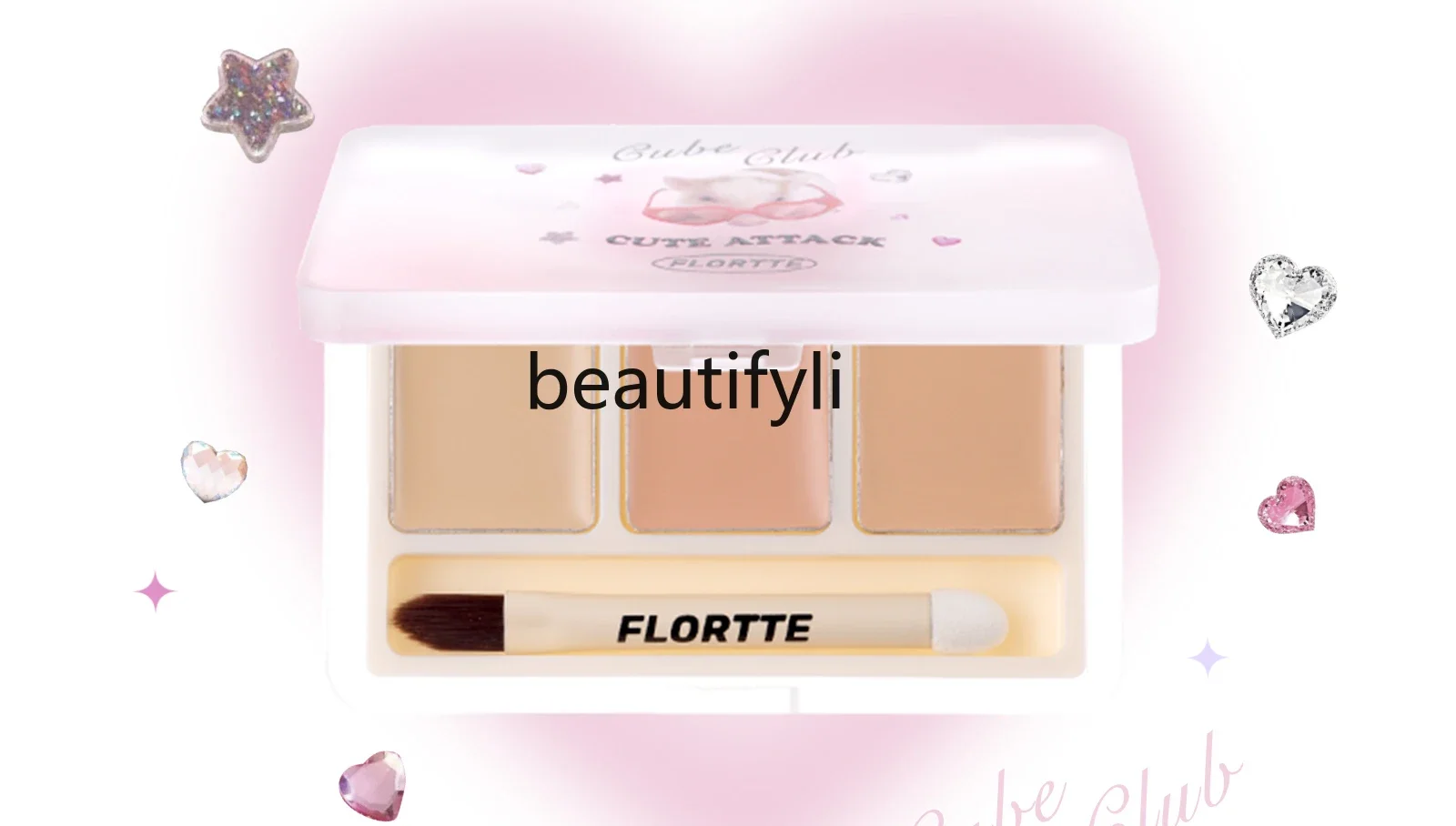 [New Color Listing] Flortte Three-Color Concealer Plate Facial Repair Cover Pimples Brightening