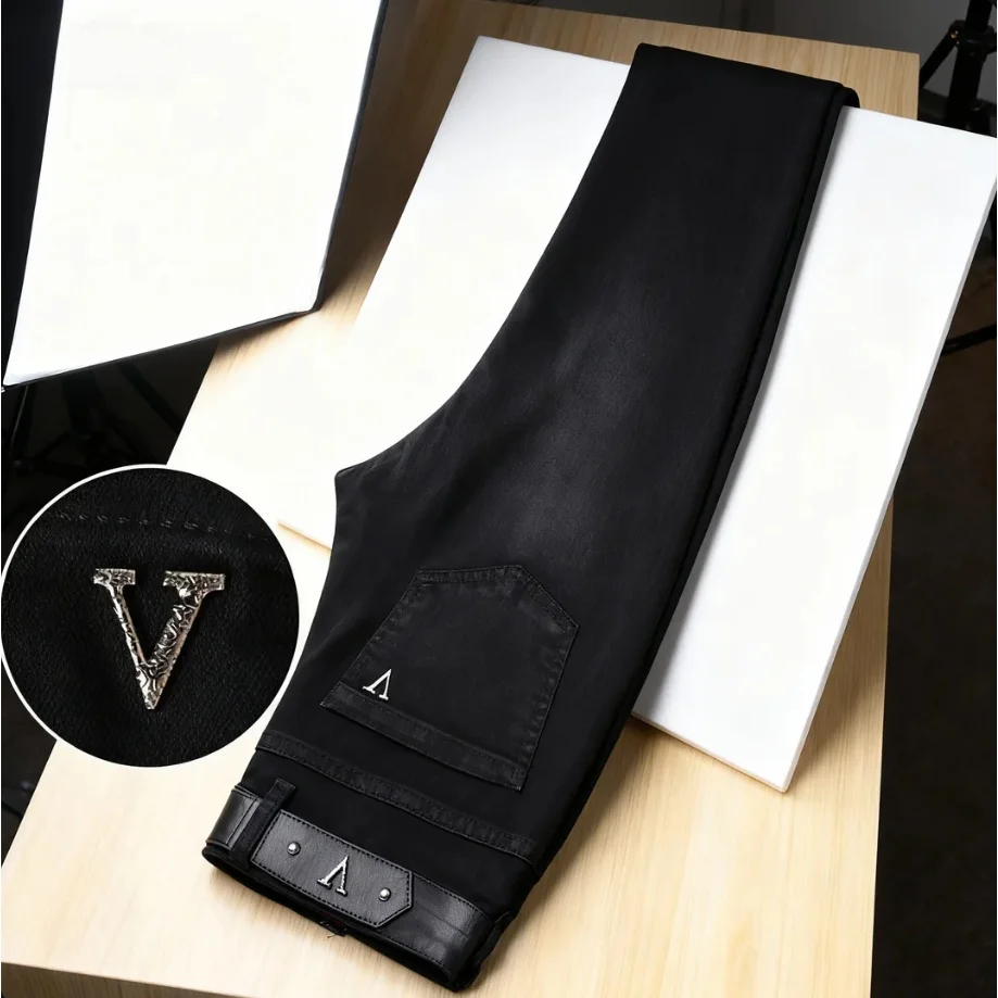 

Мужские джинсы с низкой талией и застежкой на шнурке, не тонущие, очень большой размер, осень-зима, Гонконг, элитный повседневный люксовый бренд