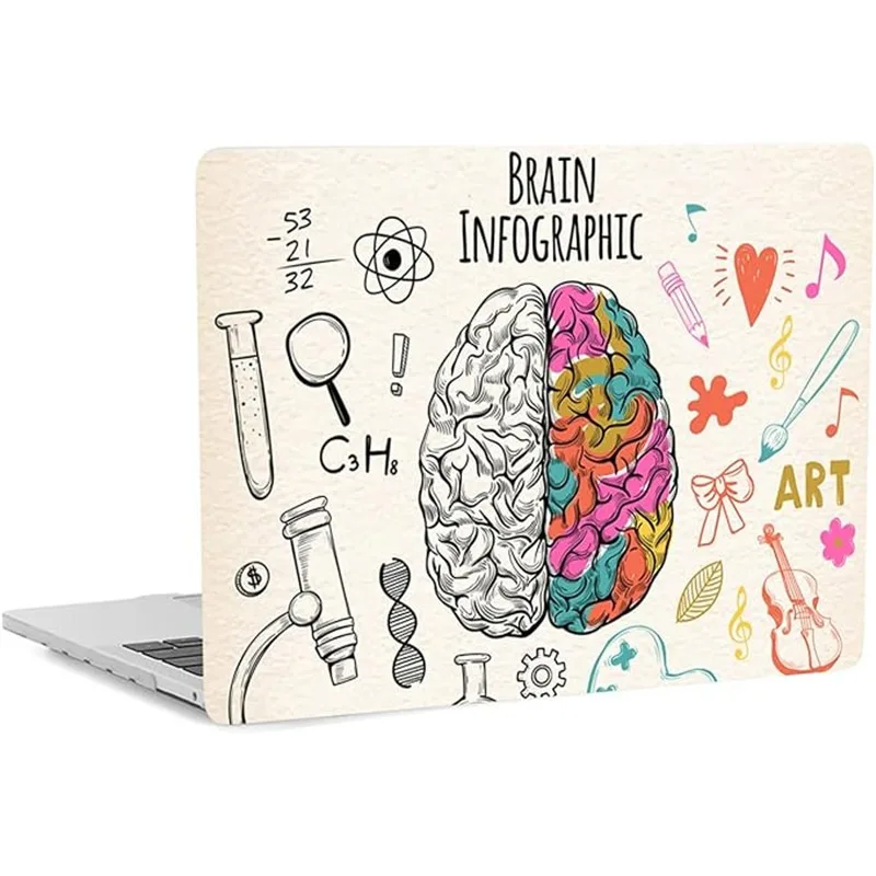 Brown Color Art Music Brain for Macbook Pro 16 Inch Case 2021 2023 2024 Release A3186 A3403 M4 A2991 M3 A2780 M2 A2485 M1 Cover