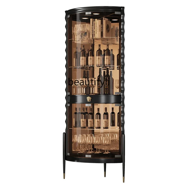 

Glass Door 3 Angle Wine Cabinet Living Room Light Luxury High-End Corner Display Wine Cabinet Corner Cabinet