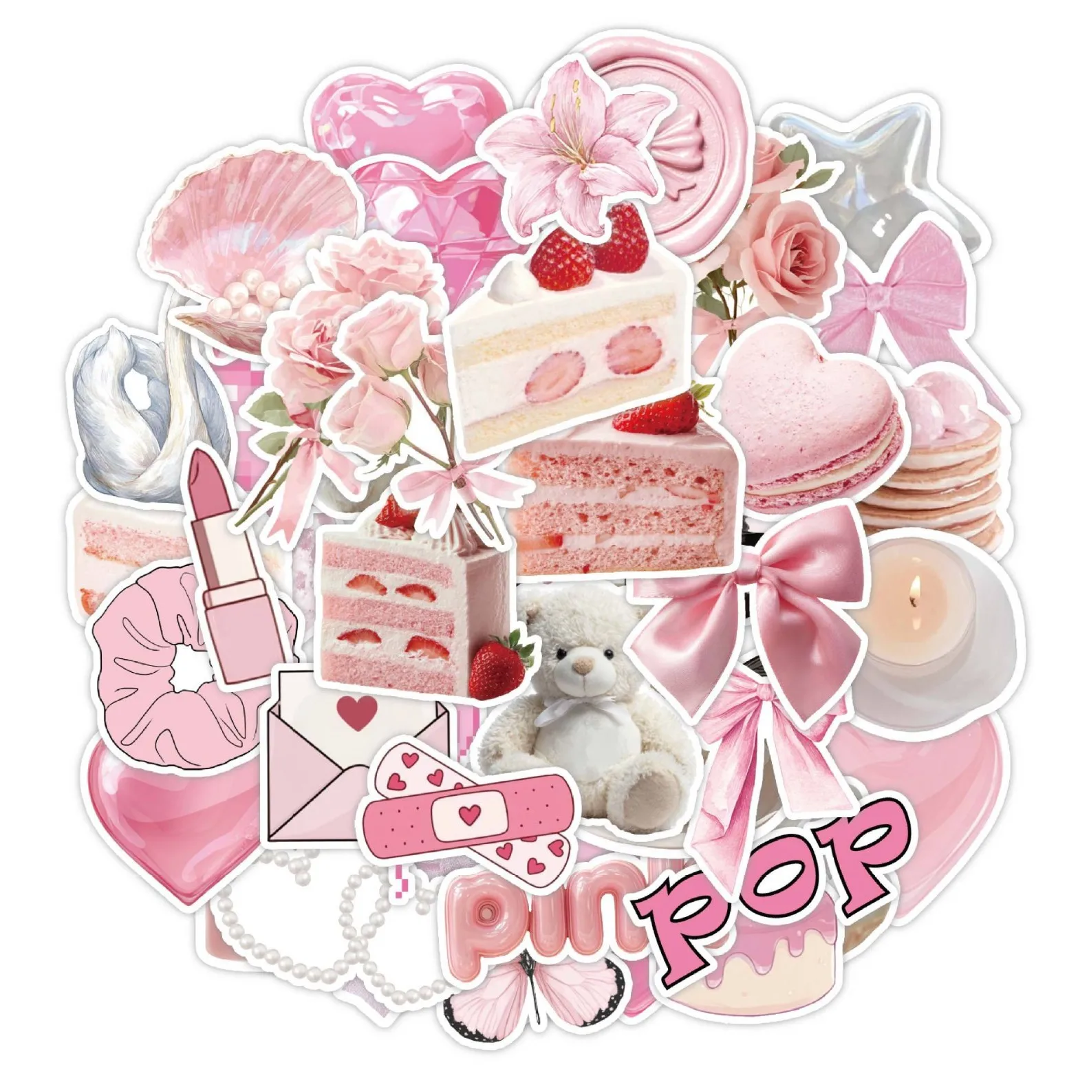 

10/62 шт. милые розовые наклейки в стиле Ins для девочек, мультяшные декоративные стикеры, игрушки для творчества, для ноутбуков, телефонов, велосипедов, чемоданов, канцелярских товаров, холодильников