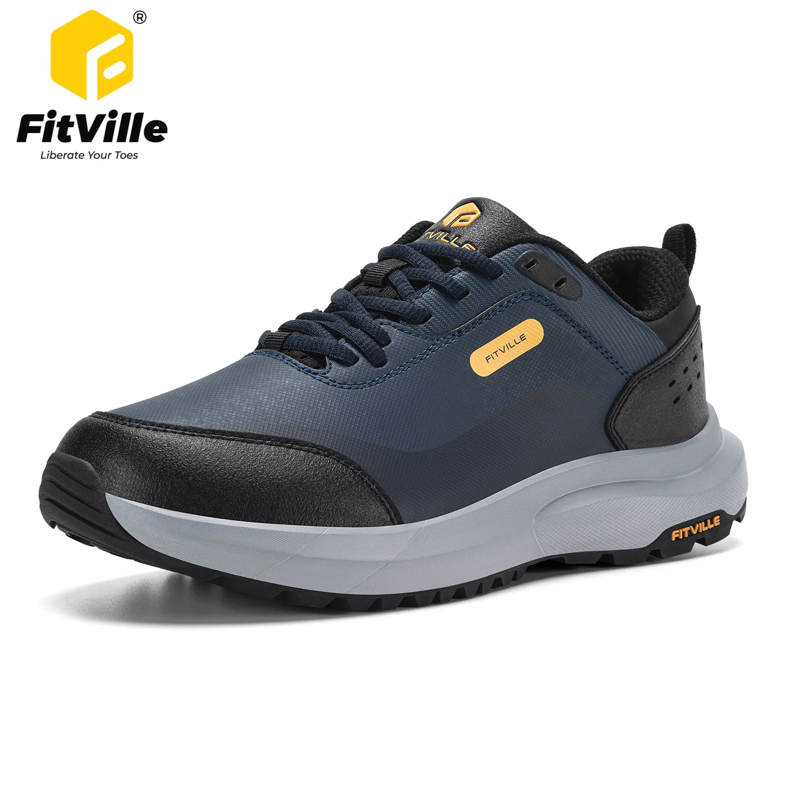 FitVille Extra Wide Hiking Shoes Waterproof Outdoor Non-slip Trail Climbing Shoes for Men Work Casual Sneakers Breathable