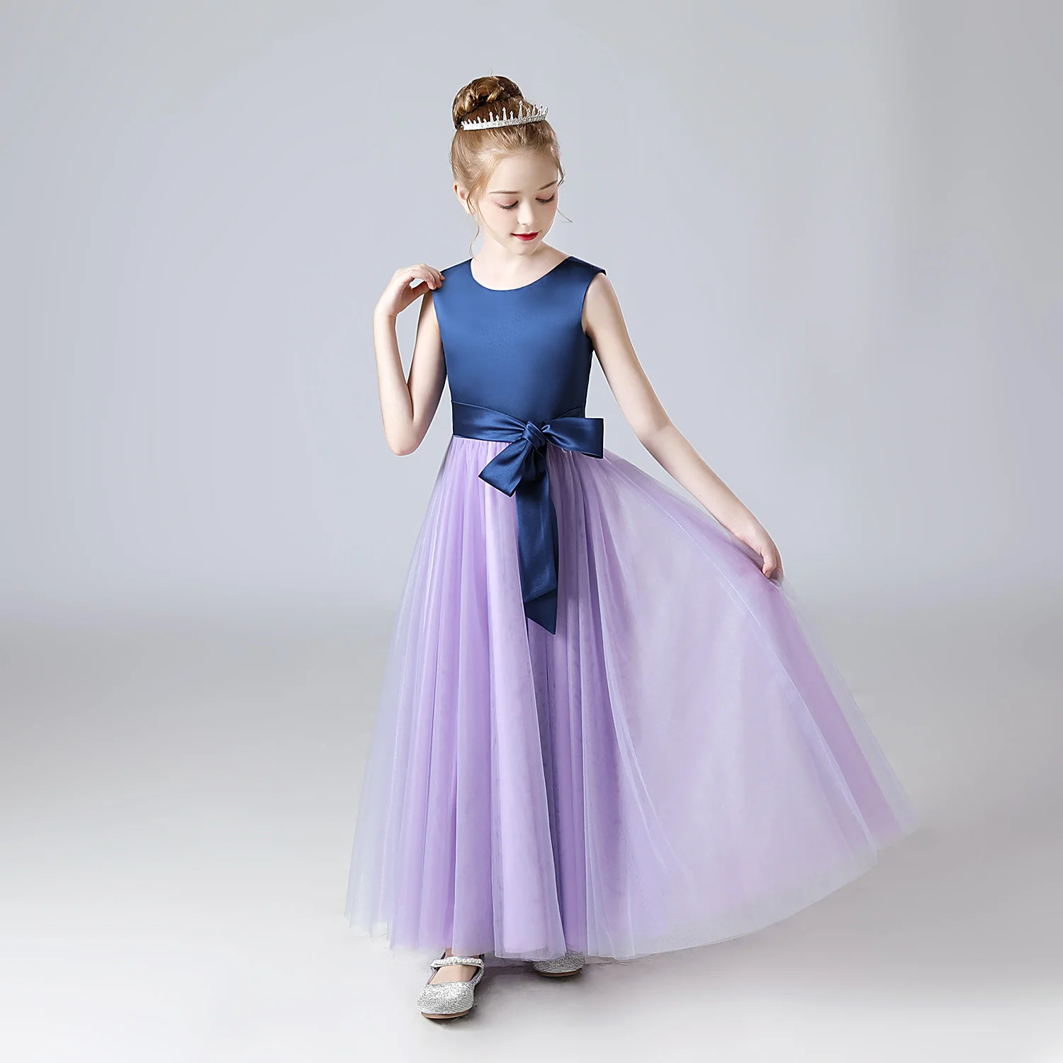 YZYGirls Birthday Party Gown Backless Bow Tulle 2023 Princess Pageant Ball Gown Flower Girl Dress Junior Bridesmaid