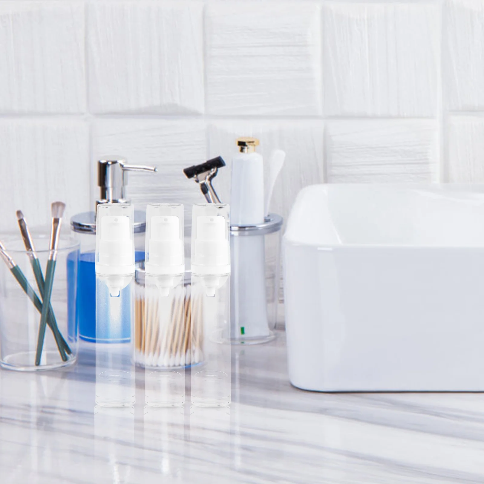 8 قطعة زجاجات مضخة محمولة بدون هواء للسفر حاويات غسول صغيرة 10 مللي موزع فراغ قابل لإعادة الملء للعناية بالبشرة