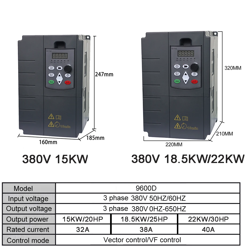 HOT！380V Frequency Inverter 15/18.5/22/30/37/45/55KW 380V AC Converter 3P Input 3-Phase Output Frequency Converter For Motor