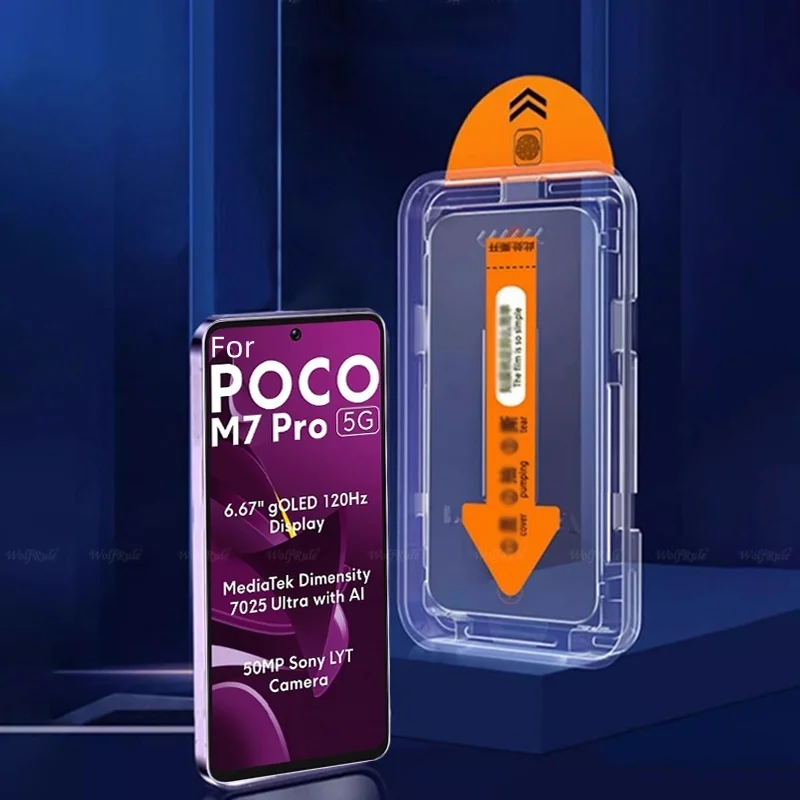 1-4 pces para poco m7 pro 5g vidro xiaomi poco m7 pro 5g vidro temperado fácil instalação protetor de tela livre de poeira poco m7 pro 5g