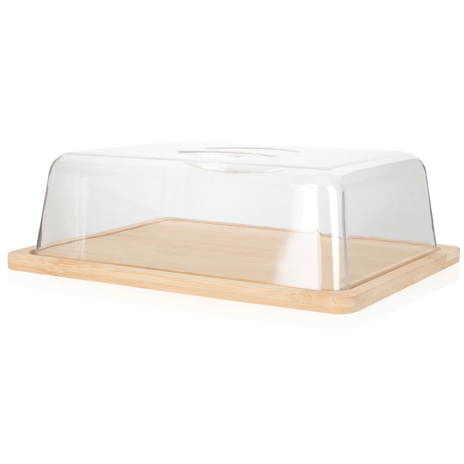 Snack Box with Lid Odor-free Butter Dish Wide Tray Food Khaki Holder Bamboo Farmhouse Handle