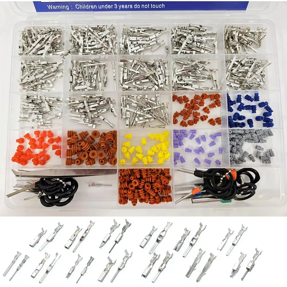 

708PCS 1/1.5/1.8/2.2/2.8/3.5mm 26Type Connector Non-Insulated Plug Removal Tool Car Electrical Wire Terminal Pins Connectors Kit