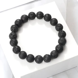 6mm 8mm 10mm Braccialetti con perline di pietra vulcanica naturale Bracciale da uomo in lava nera Aromaterapia Bracciale con diffusore di olio essenziale per le donne