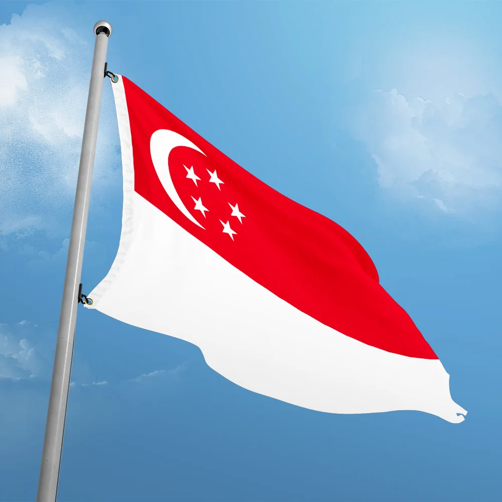 Singapore Flag Nation 3ft x 5ft Polyester Banner Flying150* 90cm Custom All over the world Worldwide Double Penetration