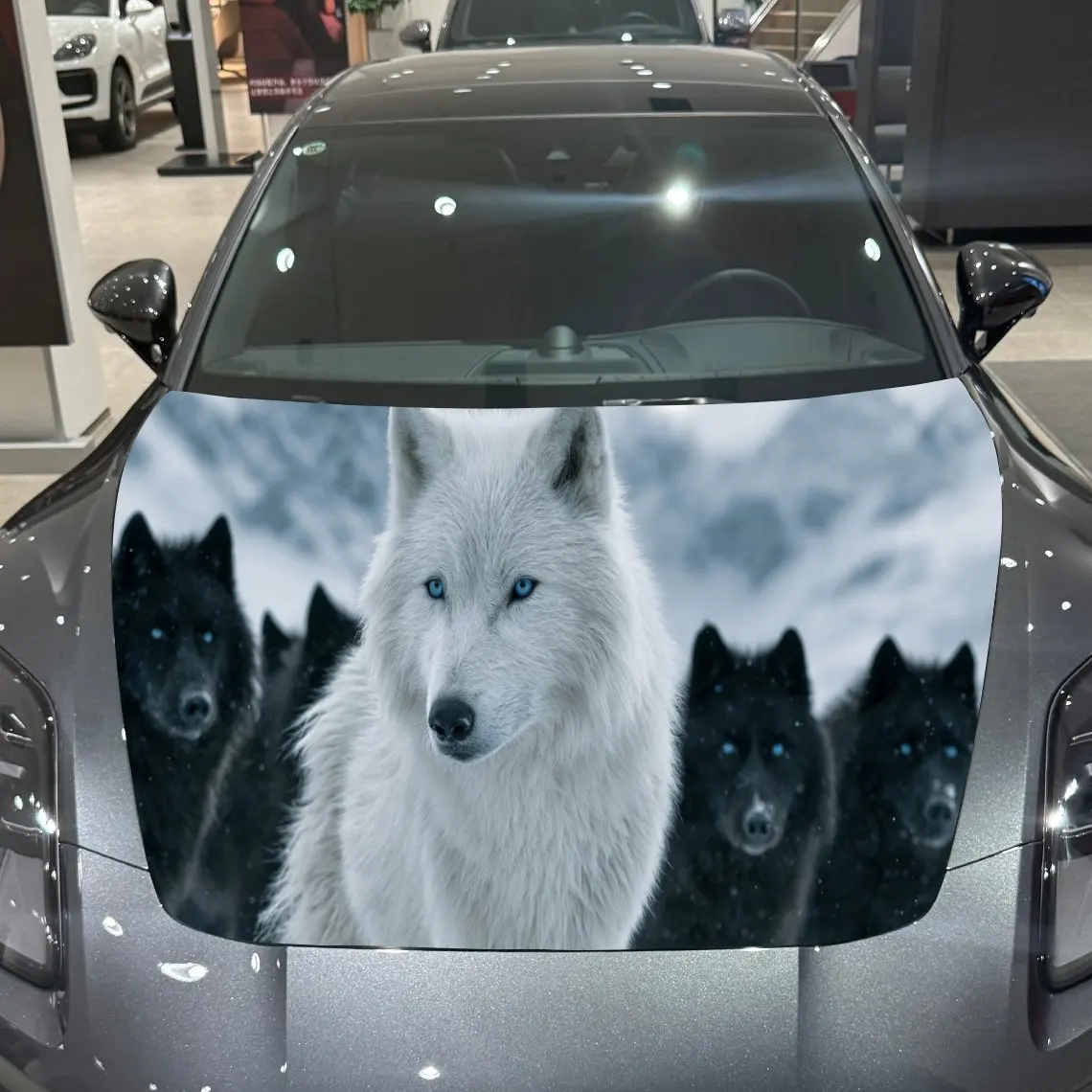 

Pack Snow Wolf Pack Wilderness Adventure ПВХ обертывания на капот автомобиля, самоклеящаяся водонепроницаемая наклейка на капот автомобиля, украшение автомобиля Protec
