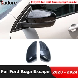Rearview Mirror Cover Trim For Ford Kuga Escape 2020 2021 2022 2023 2024 Chrome Car Side Wing Mirrors Cap Overlay Accessories