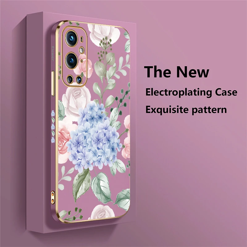 Custodia protettiva per telefono per Oneplus 8T 9 1 + 9 Nord N20 5G 3 CE 2 Lite Custodia morbida in silicone antiurto con motivo foglie di fiori