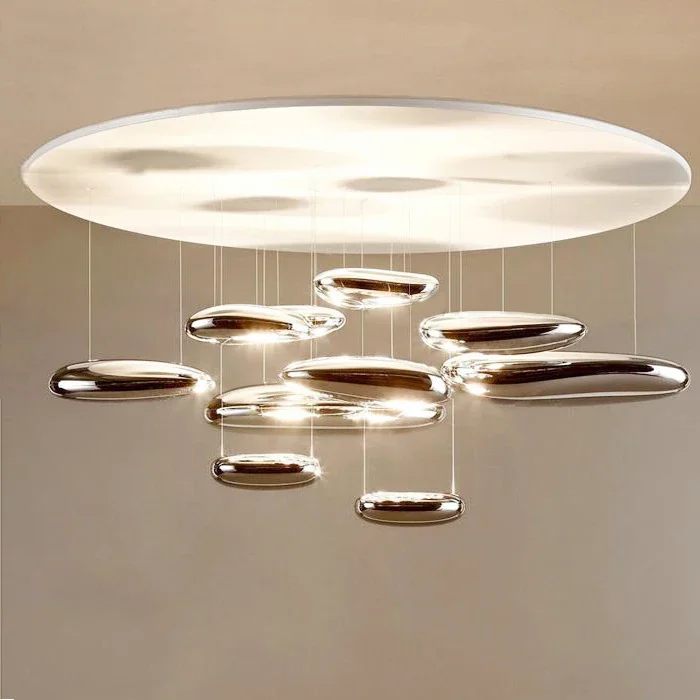water droplets, dining room living room light, simple modern designer, model room exhibition hall, chandelier