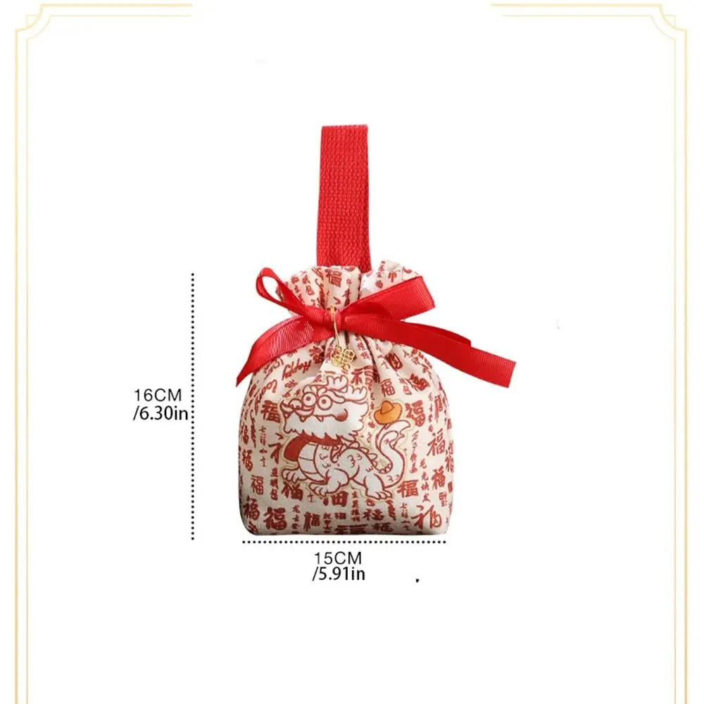 Bolso de mano rojo con lazo, bolsa con cordón de gran capacidad, estilo coreano, bolsa de azúcar festiva, bolsa de embalaje de joyería, bolsa de dulces de boda