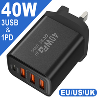 EU/US/UK Plug 40W USB Type C Charger PD Fast Charging Adapter For iPhone Samsung Xiaomi Huawei Phone Quick Charge 3.0 Charger