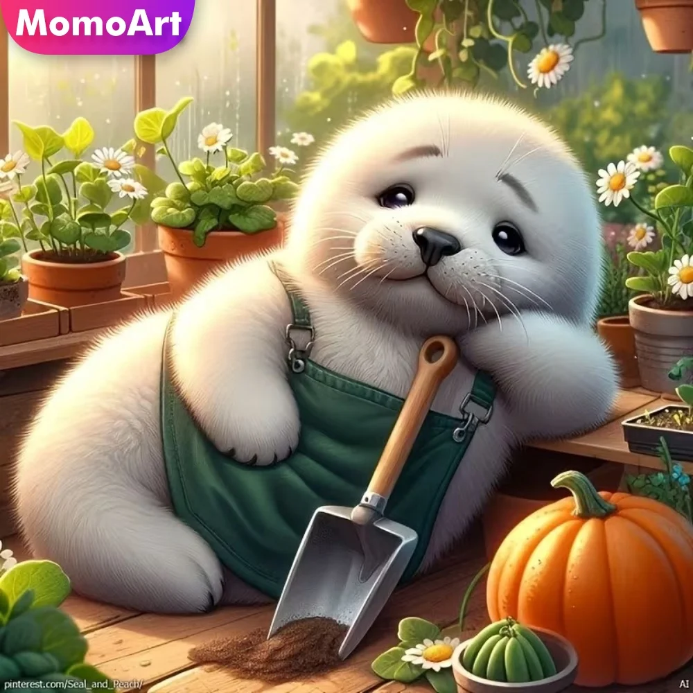 Momoart 5D DIY Diamond Painting Seal Animal Acrylic Craft Su