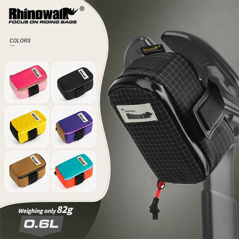 Rhinowalk Cycling Saddle Bag 0.6L Seven Colors Mini Bicycle Seat Tail Bag Lightweight Tear-Resistant Bike Accessory Storage Bag