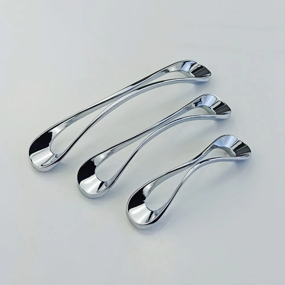 Moderne Kunst Chrom Griff für Möbel Hardware zieht Küchenschränke Knauf Schublade Griff Kleiderschrank Schrank Kommode Türgriff
