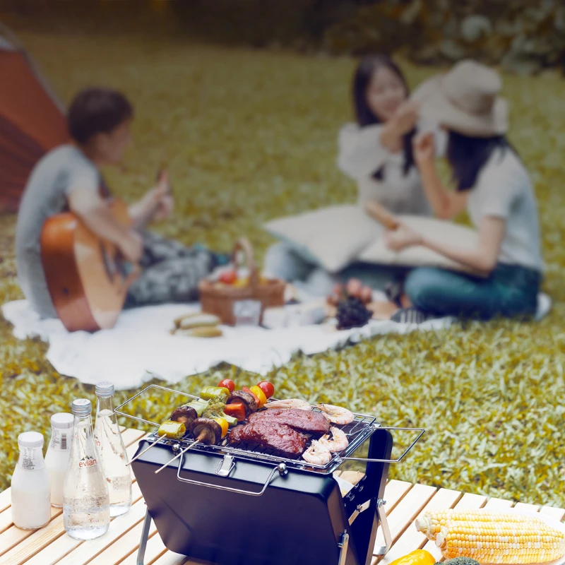 

Portable gas cassette stove camping picnic portable household barbecue grill barbecue plate outdoor windproof barbecue stove