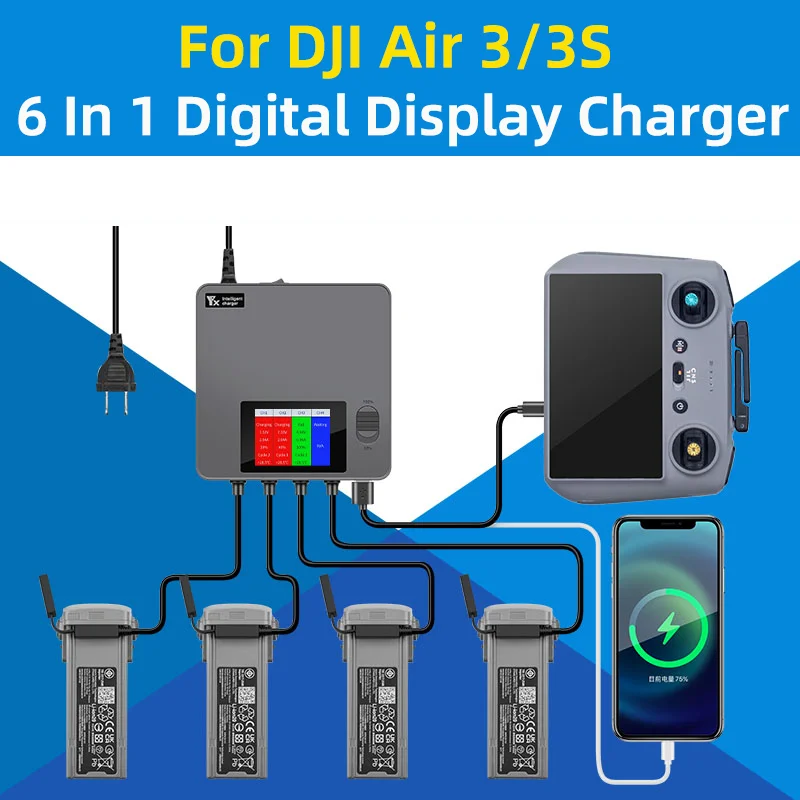 per-dji-air-3-3s-display-digitale-caricatore-drone-4-batterie-telecomando-6-in-1-hub-di-ricarica-rapida-accessori-per-caricabatterie-intelligenti