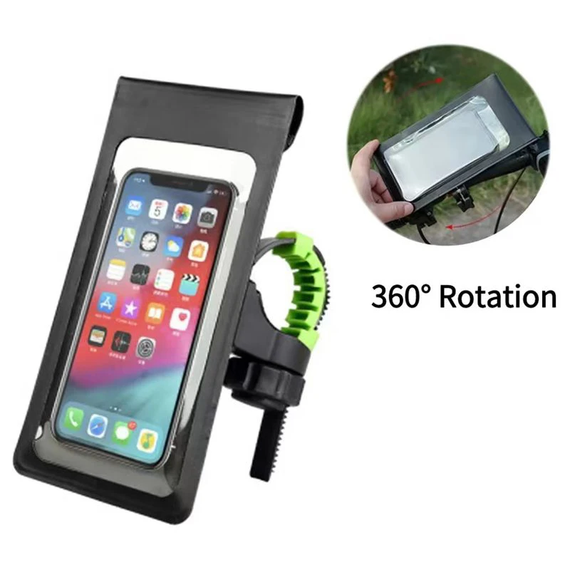 

360° Rotation Rainproof Bicycle Phone Holder Motorcycle Bike Handlebar Clip Phone Waterproof Bag Stand Bracket With Touch Screen