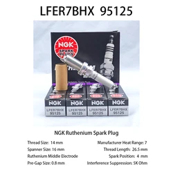 4pcs Original NGK Ruthenium Spark Plug LFER7BHX 95125 Suitable For VW AUDI Gen 3 EA888 Engine