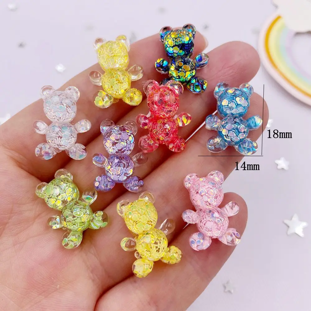 20pcs Resin Glitter Bepowder Cute Colorful Crystals Bear Flatback Rhinestone Appliques DIY Wedding Scrapbook Craft Ornament image 2