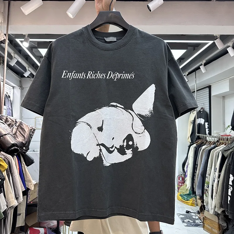 Summer Men T Shirt Women Retro Tee 1:1 Casual Cotton  Face pPinted T shirt