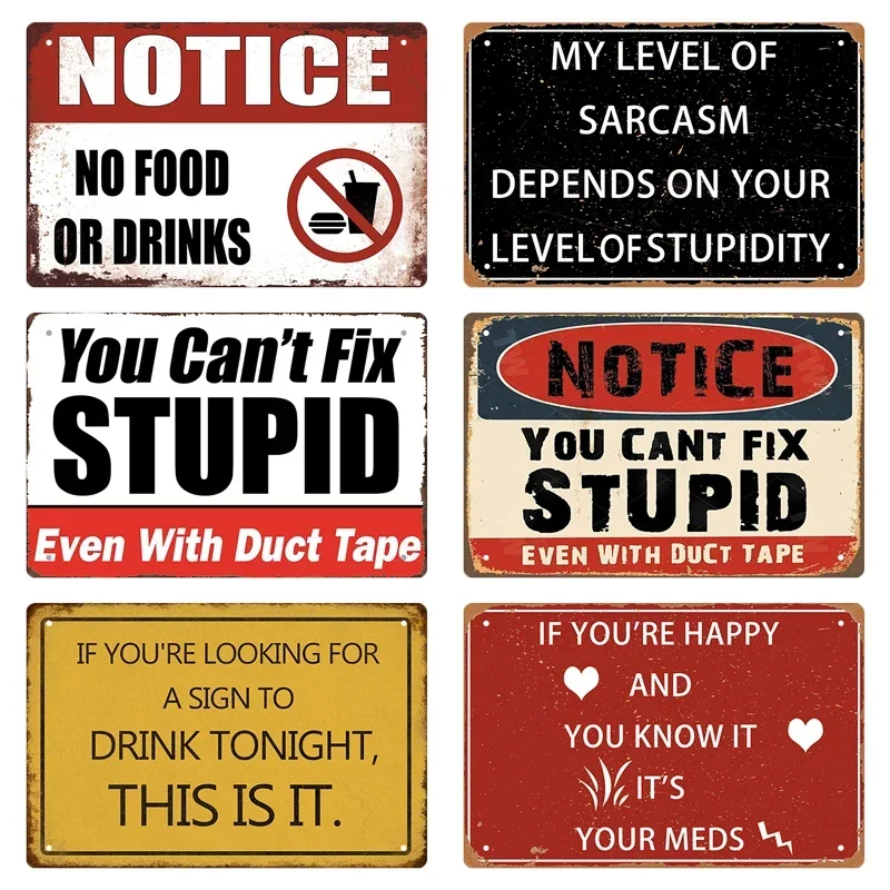 Humorous Letter Metal Vintage Plaque Retro Plate Inspiring Quote Toilet Tin Sign Warning Slogan Home Office Bar 8X12Inch Decor