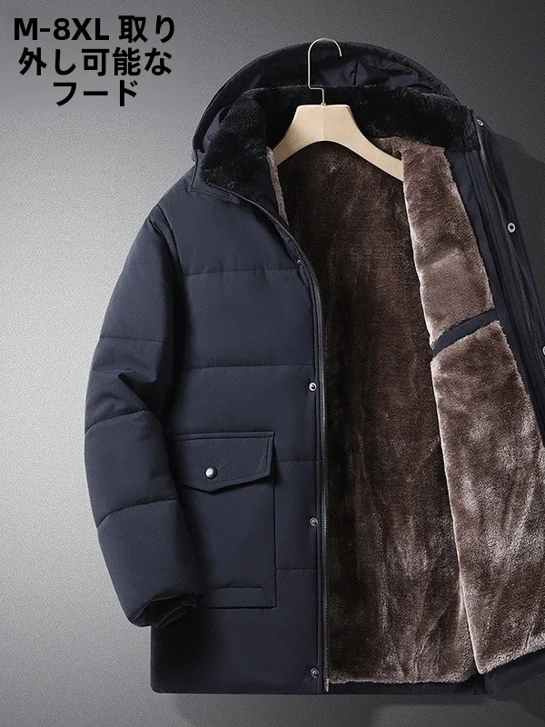 

Extra Large Thiened Winter Cotton Jaet for Middle-Aged And ly Men Casual Loose Fit with Removable Hood Busin Gent...