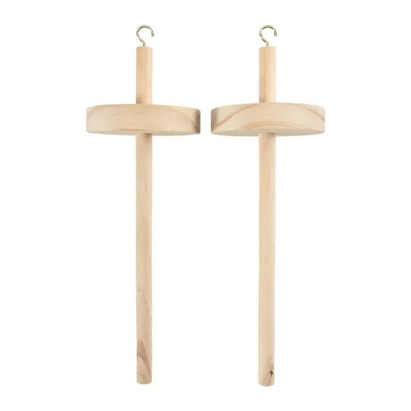 ABJI-2Pc DIY Drop Spindle Top Whorl Yarn Spinner Hand Wooden Spinning Wheel For Yarn Making Yarn Spindle For Beginners Sewing view 4