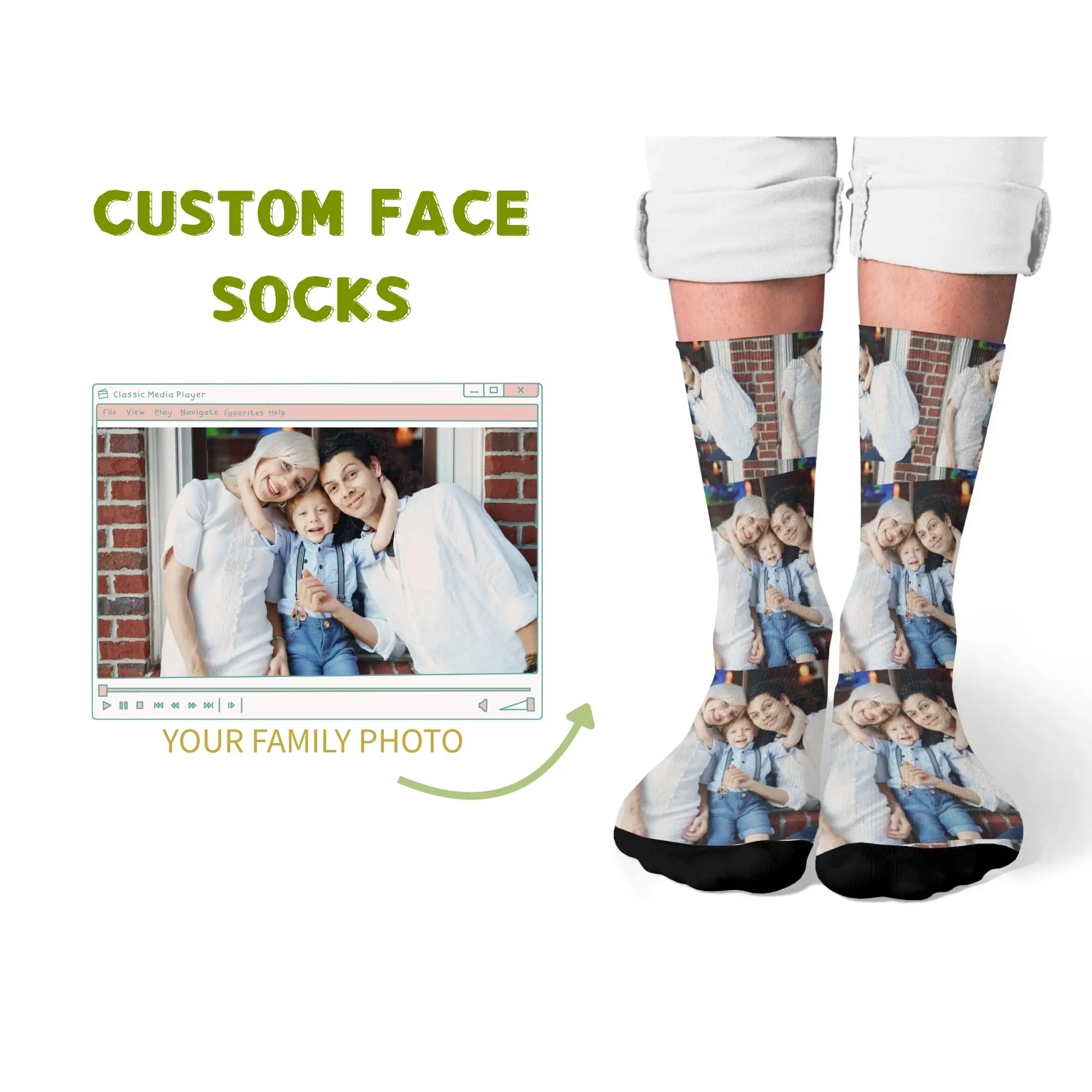 

Custom Family Photo Socks Personalized Family Portrait Print for Daily Wearing Special Carrier To Recall Warm Family Moments