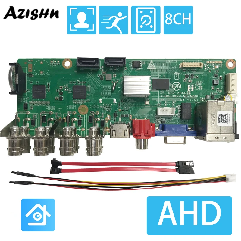 AZISHN 8CH 5Mp-N AHD DVR CCTV Video Recorder IP Cam Xmeye Onvif