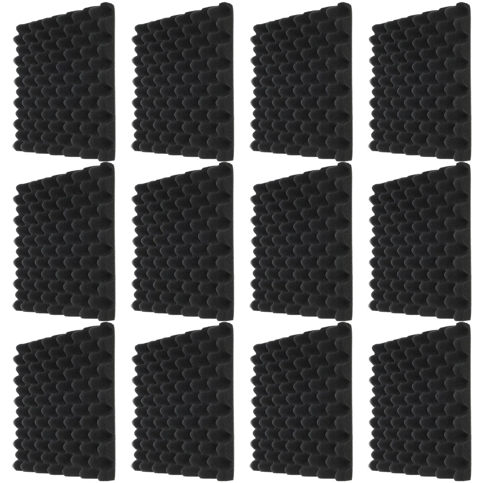 12Pcs Acoustic Soundproof Panels Self-Adhesive Sound Insulation Foam Egg Crate Design Flame Retardant Sound Dampening Noise