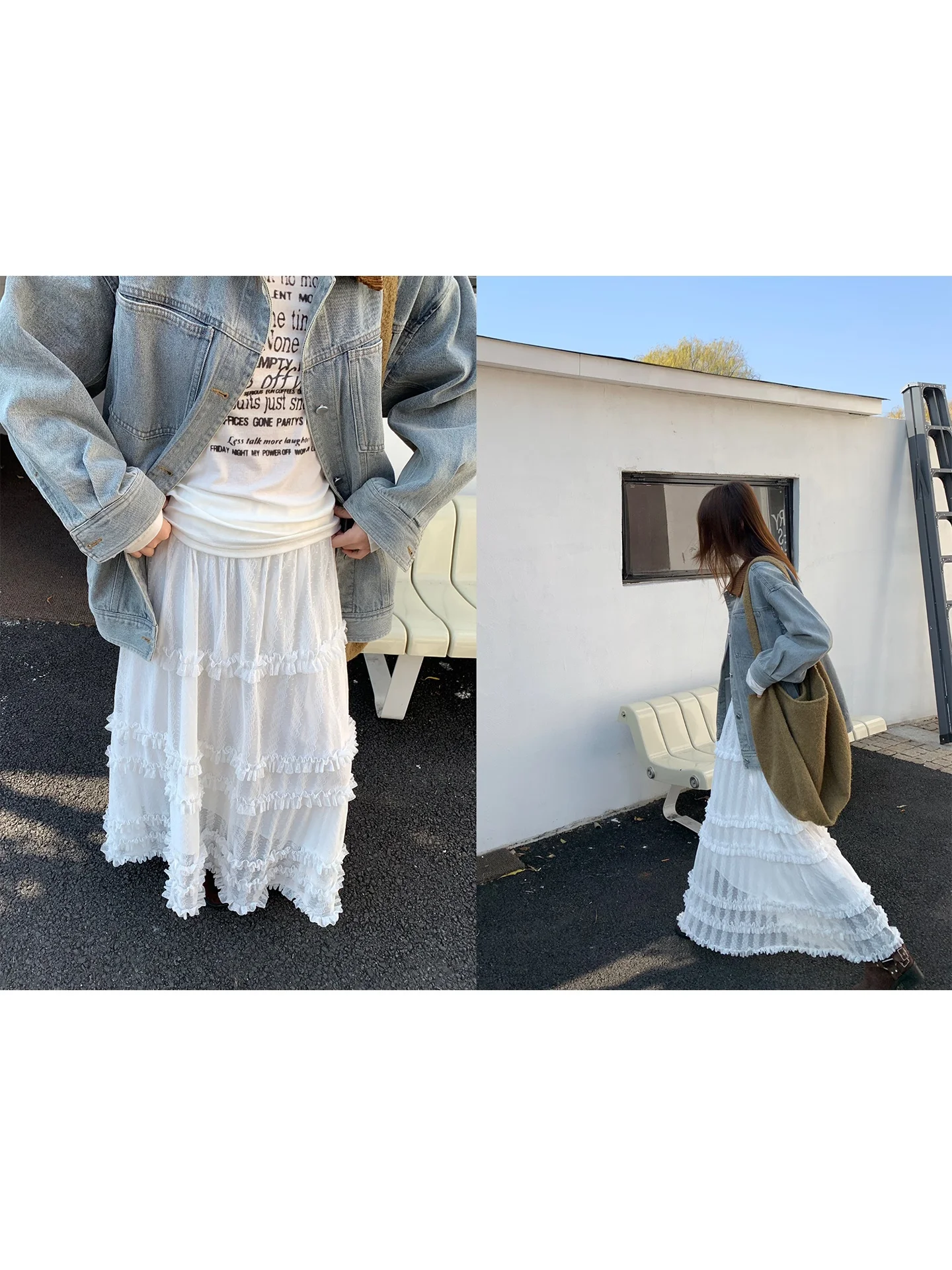 

Белая пышная юбка с 3D-эффектом и оборками, повседневная, дышащая, приятная к телу, с высокой талией, весна-лето