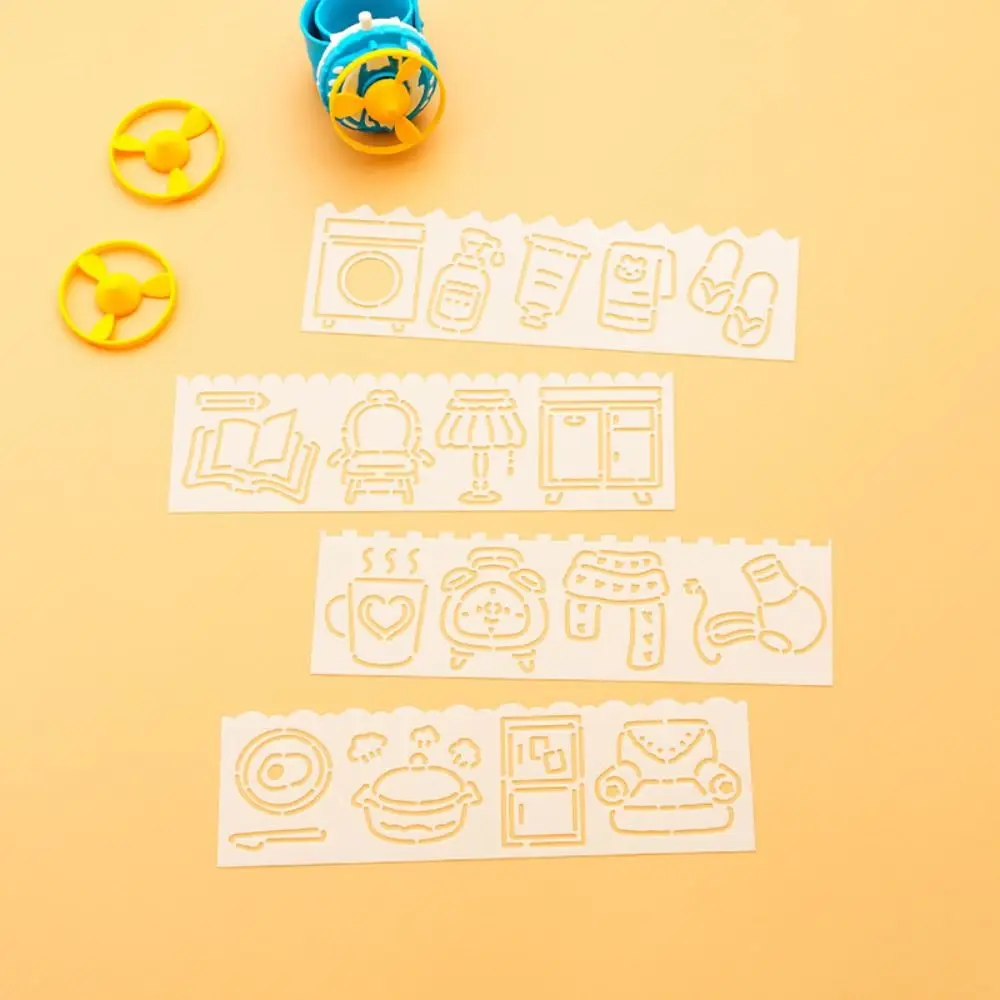 

4pcs/set Copying Stencils Hollowed Drawing Templates Template Ruler Decorative Spray Painting Template Handcraft DIY Craft