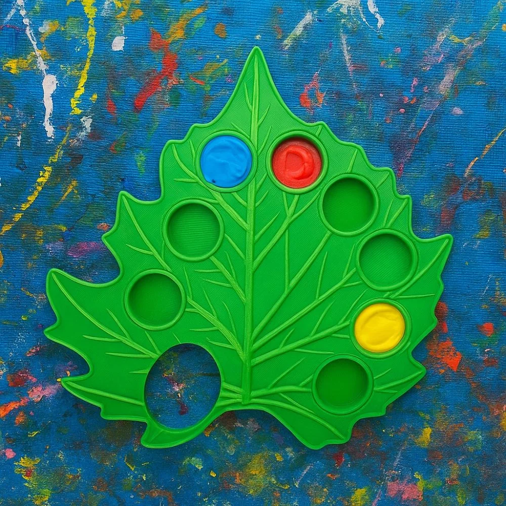 Portable Green Leaf Watercolor Palette Reusable Removable Paint Palette Plant Shape Drawing Tool Oil Paint