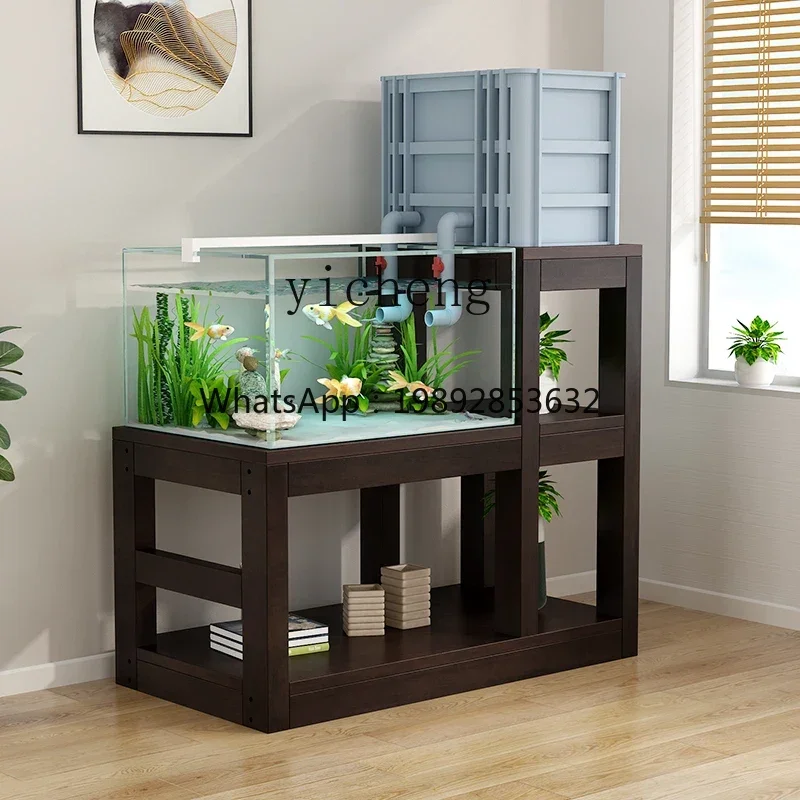 

1HSN fish tank base solid wood high and low floor rack fish tank upper filter rack bottom cabinet simple fish tank shelf