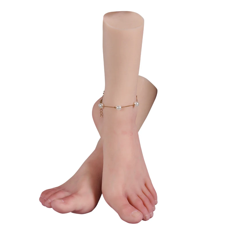 Lifelike Silicone Feet Model Female Fake Nail Practice Mannequin Fetish Feet For Footjob Shoes Socks Jewelry Display Zishine