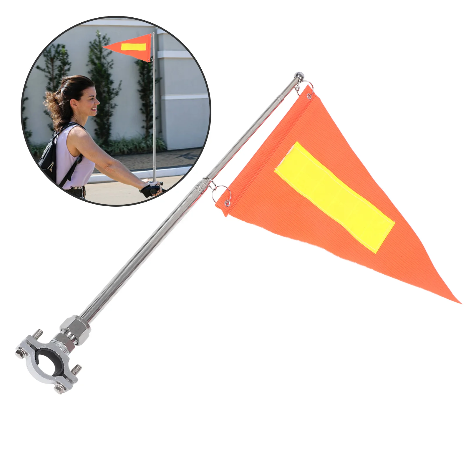 Red Bicycle Flag Bike Flags with Pole Flagpole Safety Fiberglass Stand Mobility Scooter Child