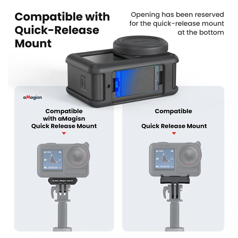 ABDE-Amagisn Silicone Protective Case With Lens Cover Protection Cover Action Camera Accessory For DJI Omso Action 5 Pro