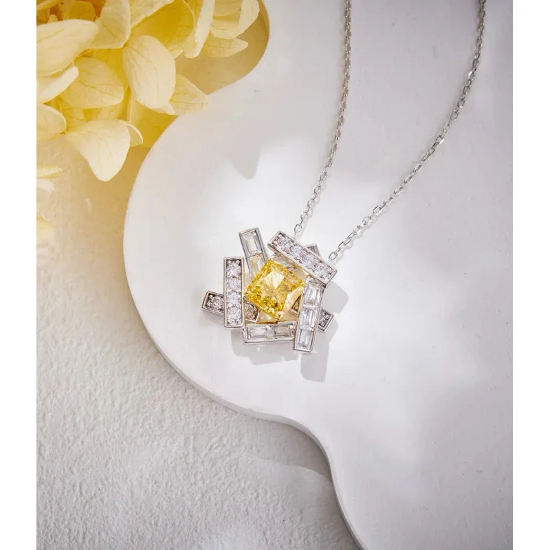 

Ожерелье Roseie 2026: Классический тренд, высокое качество, известный бренд, роскошные ювелирные изделия, желтый циркон, чистое серебро, перекрещивающиеся линии