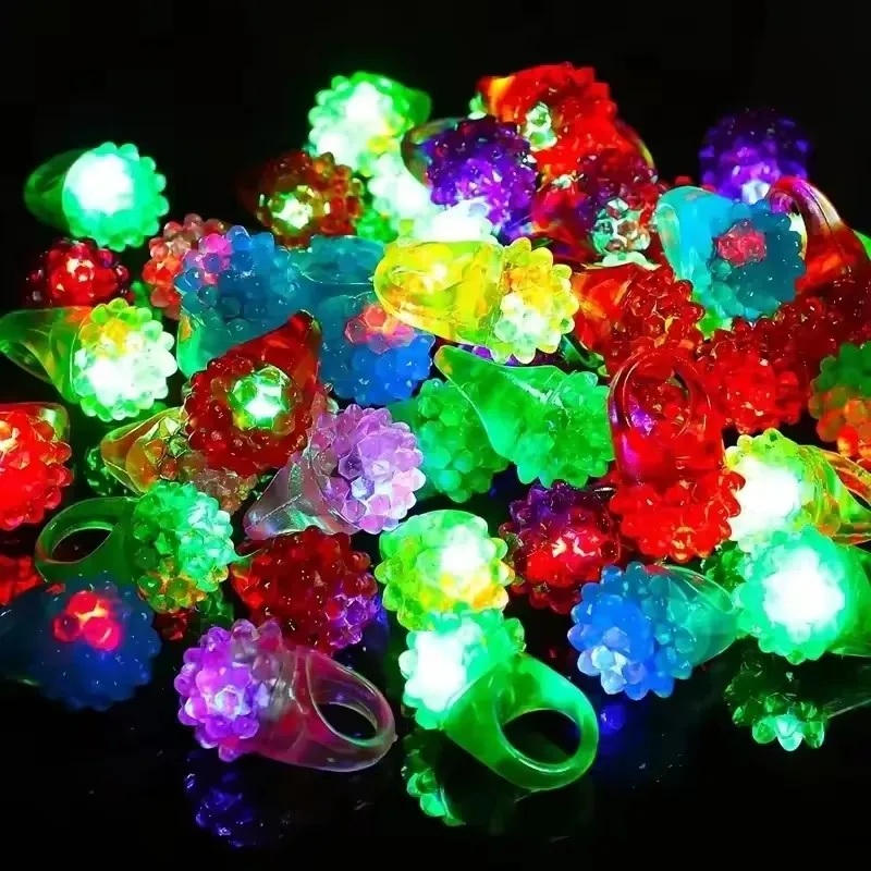 10/20/50pcs Glowing Rings LED Light Up Luminous Rings Party Favor Toys Flash Led Lights Glow In The Dark Party Supplies view 5
