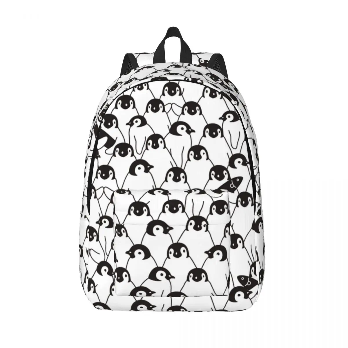 Mochila de grande capacidade para homens e mulheres, Bolsa escolar para estudante, bonito padrão pinguim