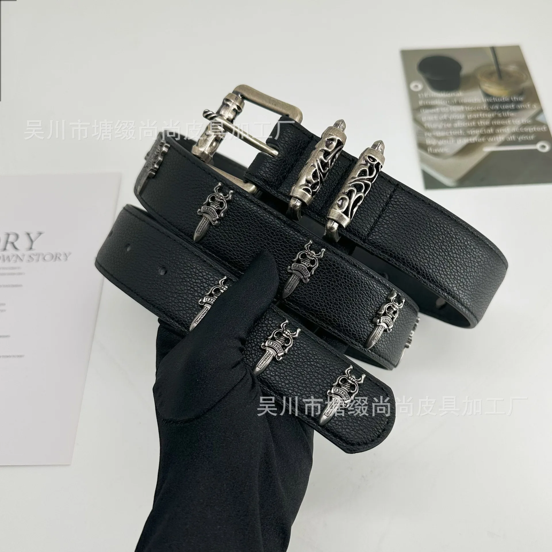 القوطية Y2K النساء الرجال أحزمة القوطي السيدات كاوبوي الهيب هوب الشرير برشام الهيكل العظمي طباعة حزام خصر الجينز زنار