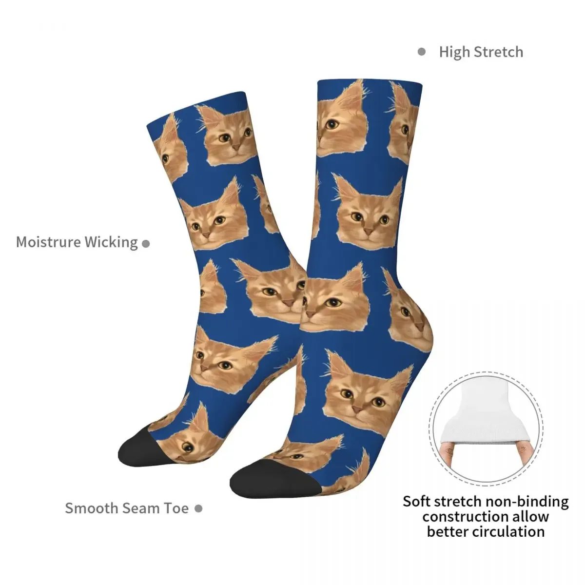 Orange Tabby Cat Portrait Socks Harajuku High Quality Stockings All Season Long Socks Accessories for Man's Woman's Gifts